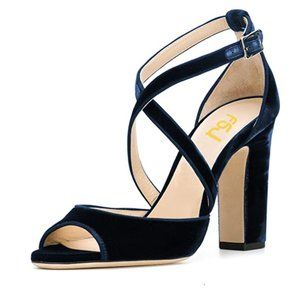 Fsj Peep Toe Chunky High Heel Sandals